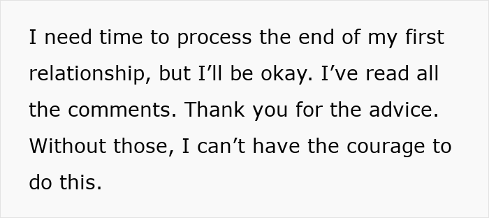 Text on a white background expressing the need for time to process a breakup after lying about age in a relationship. Text on a white background expressing the need for time to process a breakup after lying about age in a relationship.
