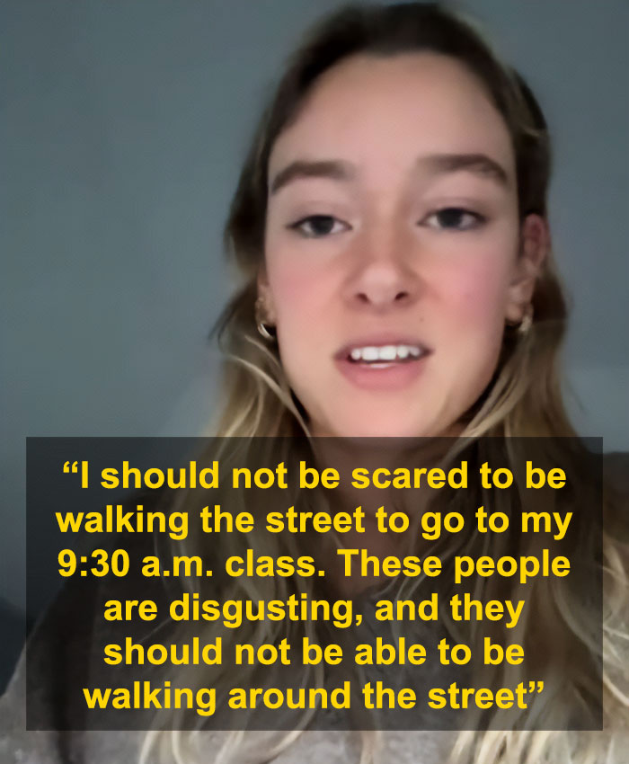 Young woman sharing her experience in viral video that exposed serial creep involved in NYU shove incident. Young woman sharing her experience in viral video that exposed serial creep involved in NYU shove incident.