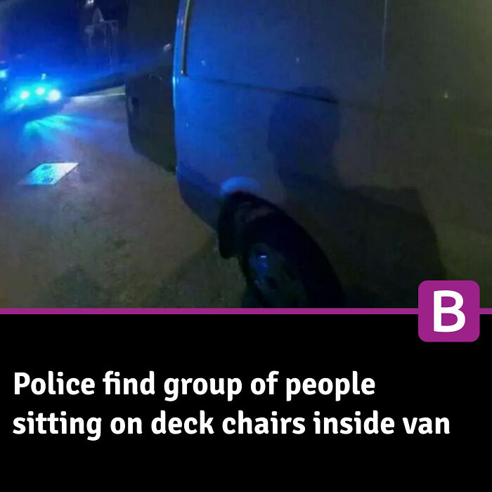 Van with open door and police lights nearby, illustrating local newspaper titles about unusual events.