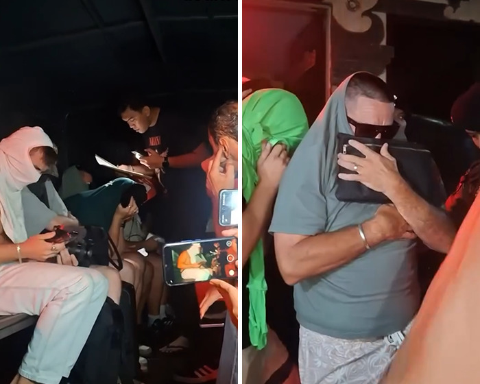 Group of people filming and reacting in a dimly lit room following news about Bonnie Blue’s arrest. Group of people filming and reacting in a dimly lit room following news about Bonnie Blue’s arrest.