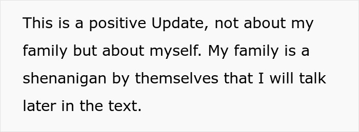 Text on a white background stating a positive update about the person, mentioning their family and a future explanation. Text on a white background stating a positive update about the person, mentioning their family and a future explanation.