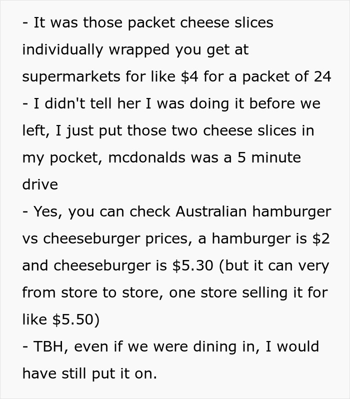 Text excerpt discussing a person cutting contact with a friend after she showed true colors at the McDonald’s drive thru.