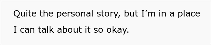 Text on white background saying quite the personal story but I’m in a place I can talk about it okay, woman feels like she ruined Thanksgiving.