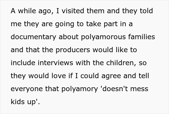 Text excerpt discussing polyamorous families and the impact of parents favoring polyamorous partners over their children.