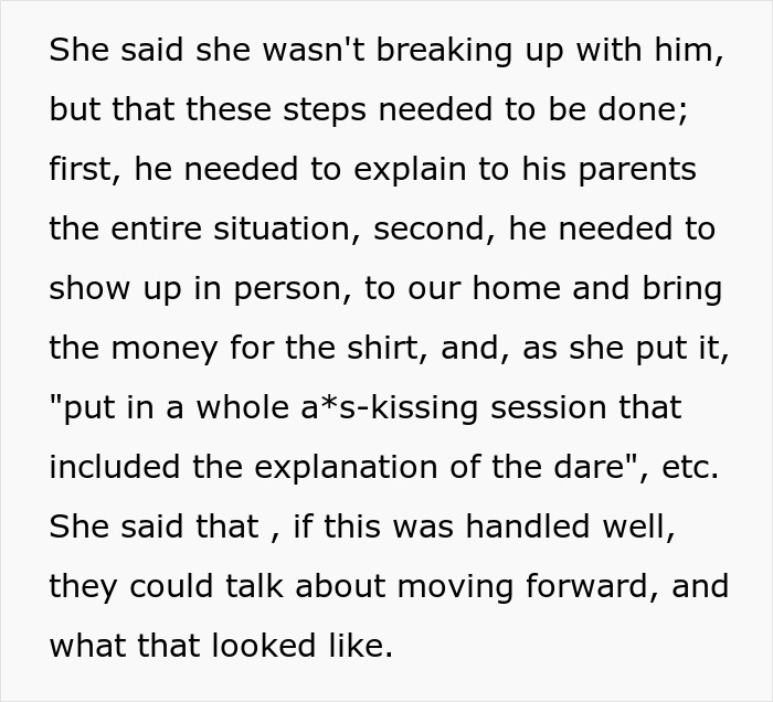 Man wearing an inappropriate shirt as a dare during dinner with girlfriend’s parents while the dad reacts strongly. Man wearing an inappropriate shirt as a dare during dinner with girlfriend’s parents while the dad reacts strongly.