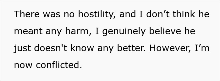 Text excerpt discussing feelings of conflict after a coworker tells her to stay home and birth babies.