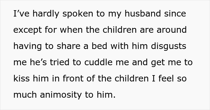 Text showing a woman expressing animosity toward her husband, highlighting family tension and relationship issues. Text showing a woman expressing animosity toward her husband, highlighting family tension and relationship issues.