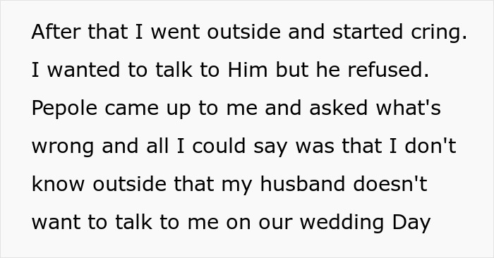 Text excerpt describing a woman sharing how her marriage fell apart after her husband ruined their wedding day. Text excerpt describing a woman sharing how her marriage fell apart after her husband ruined their wedding day.