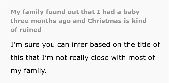 Text excerpt from a story about a 23-year-old new mom hiding her baby from a religious family and facing backlash.