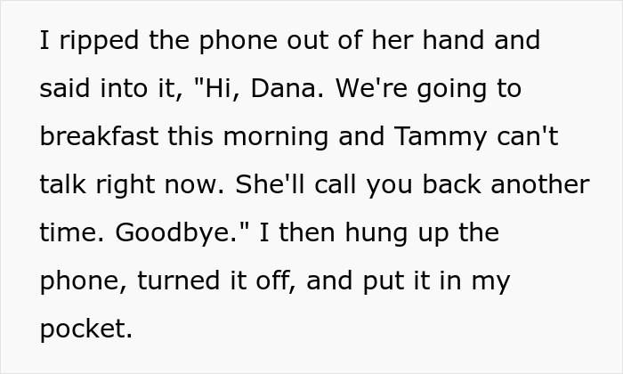 Text excerpt describing a man taking a phone from his wife, highlighting phone dependence affecting family relationships. Text excerpt describing a man taking a phone from his wife, highlighting phone dependence affecting family relationships.