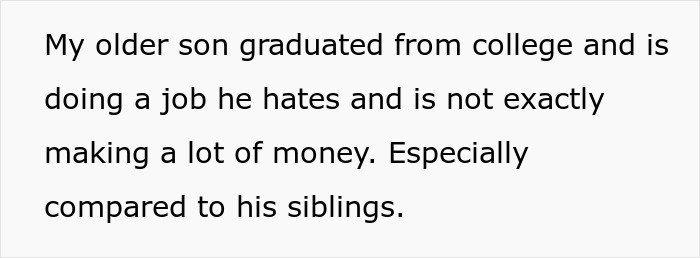 Text discussing a man upset his dad didn’t pass on craft skills while his half-brothers start a business with them.