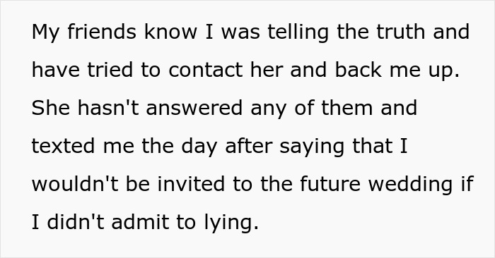 Text screenshot showing a man lying about saving himself for marriage to please fianc&eacute;e, forgetting her sister is his ex.