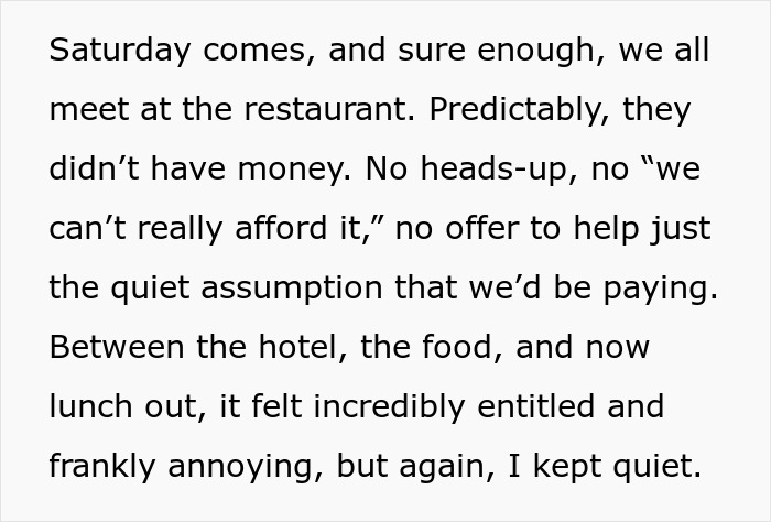 Woman bending over backwards for boyfriendâs son and his girlfriend, feeling disgusted by their entitled behavior at restaurant. Woman bending over backwards for boyfriendâs son and his girlfriend, feeling disgusted by their entitled behavior at restaurant.