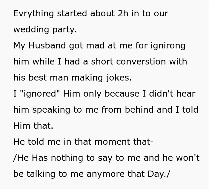 Woman shares how her marriage fell apart days after her husband ruined their wedding with anger and silence. Woman shares how her marriage fell apart days after her husband ruined their wedding with anger and silence.