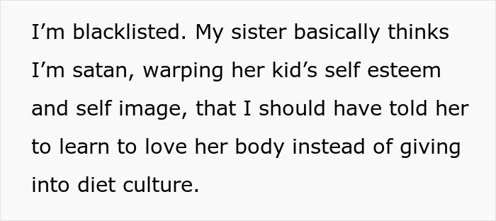 Text reading about family conflict and criticism related to self-esteem and body image tied to aunt pay niece tummy tuck drama.