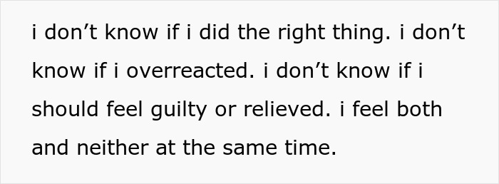 Text expressing mixed emotions of guilt and relief after reporting coworker&rsquo;s child to CPS, unsure about the decision.