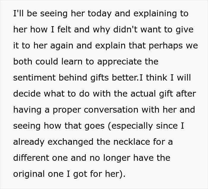 Text discussing a 13-year-old explaining feelings about dad's girlfriend and reflecting on accepting her gift and behavior. Text discussing a 13-year-old explaining feelings about dad's girlfriend and reflecting on accepting her gift and behavior.