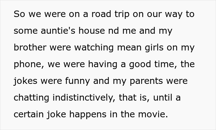 Text excerpt showing a secretly gay teen’s story about dealing with homophobic parents during a family road trip. Text excerpt showing a secretly gay teen’s story about dealing with homophobic parents during a family road trip.