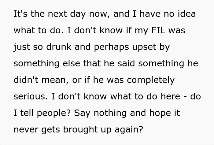 Woman shocked by FIL’s unexpected love confession, feeling lost and unsure how to respond or keep it secret. Woman shocked by FIL’s unexpected love confession, feeling lost and unsure how to respond or keep it secret.