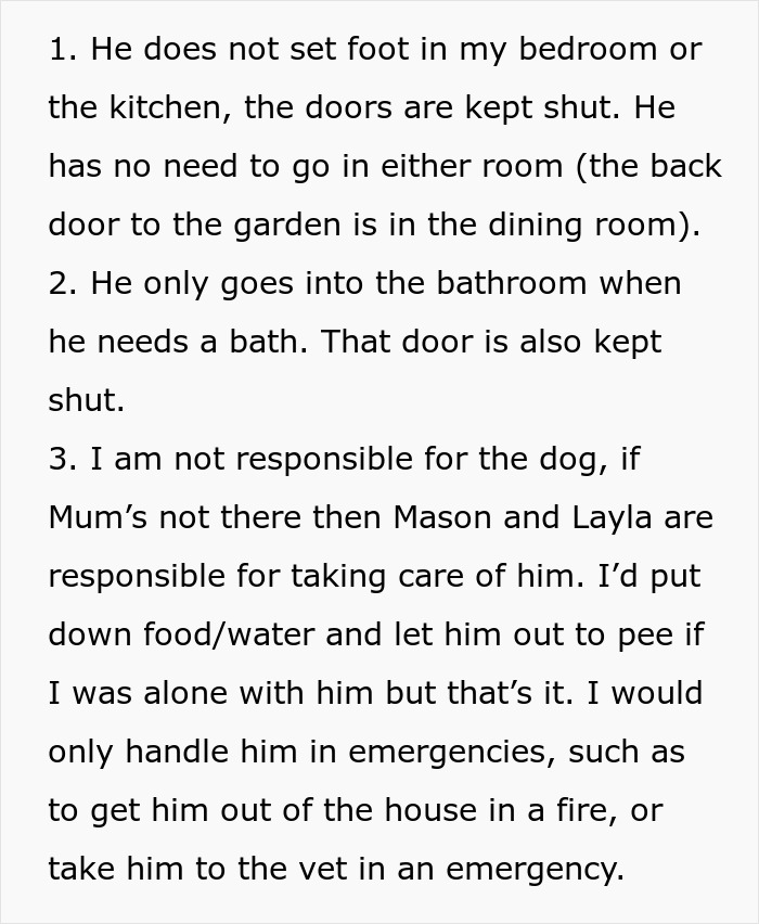 Text excerpt about family conflicts over childcare and responsibilities after 23-year-old moves out, showing family gangs up. Text excerpt about family conflicts over childcare and responsibilities after 23-year-old moves out, showing family gangs up.