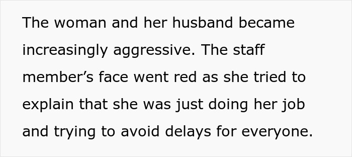 Airline worker upset as entitled British woman becomes hostile over luggage policy dispute. Airline worker upset as entitled British woman becomes hostile over luggage policy dispute.