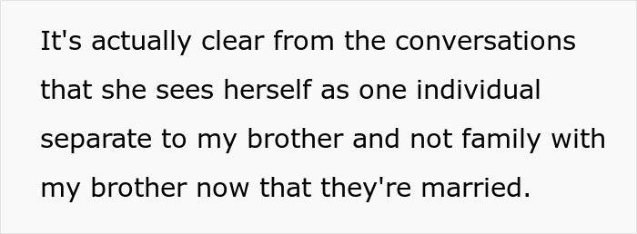 Text reads that she sees herself separate from my brother after marriage, brother-money-wife-family Text reads that she sees herself separate from my brother after marriage, brother-money-wife-family