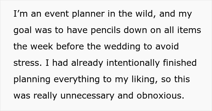 Text excerpt from a wedding venue planning discussion highlighting mil demands causing stress stuck in a storm of changes. Text excerpt from a wedding venue planning discussion highlighting mil demands causing stress stuck in a storm of changes.
