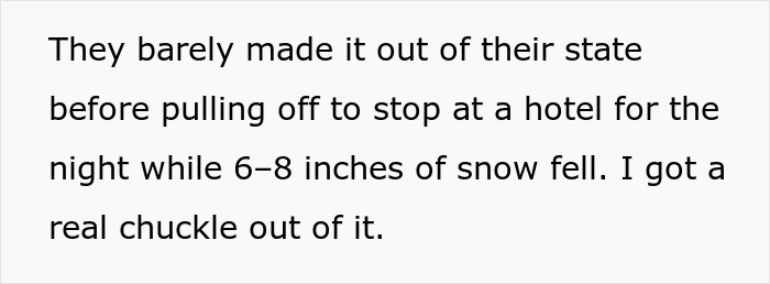Text excerpt showing a humorous story about a couple stuck in a storm, leading to wedding venue changes. Text excerpt showing a humorous story about a couple stuck in a storm, leading to wedding venue changes.