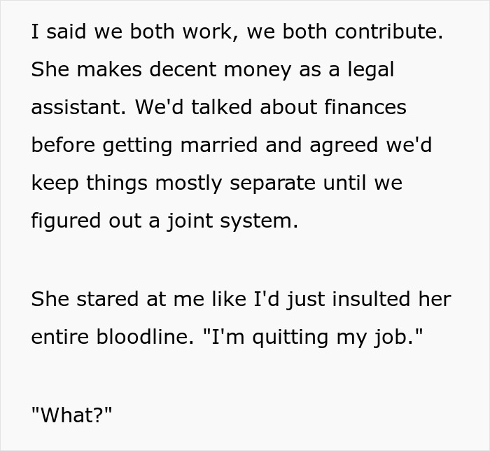 Text excerpt illustrating a marriage falling apart as the wife treats husband like an ATM machine without shame. Text excerpt illustrating a marriage falling apart as the wife treats husband like an ATM machine without shame.