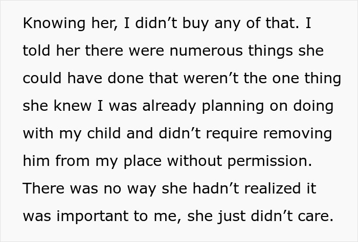 Step-grandma sneaks baby to Santa while watching him, causing loss of babysitting privileges and family conflict. Step-grandma sneaks baby to Santa while watching him, causing loss of babysitting privileges and family conflict.