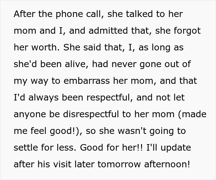 Text conversation about being respectful to mom and updating after a visit, highlighting guy wearing inappropriate shirt as a dare at dinner. Text conversation about being respectful to mom and updating after a visit, highlighting guy wearing inappropriate shirt as a dare at dinner.