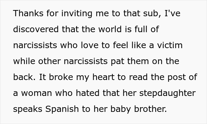 Text about narcissists and a stepmother’s behavior, highlighting insecurity about a kid and true colors revealed. Text about narcissists and a stepmother’s behavior, highlighting insecurity about a kid and true colors revealed.