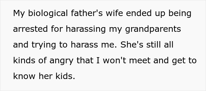 Text about refusing to establish relationship with fathers' kids amid family harassment and anger issues. Text about refusing to establish relationship with fathers' kids amid family harassment and anger issues.