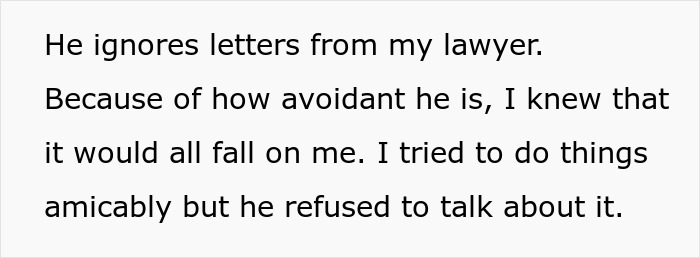 Text excerpt describing a woman’s experience with an avoidant ex after divorce regrets and seeking a reality check. Text excerpt describing a woman’s experience with an avoidant ex after divorce regrets and seeking a reality check.