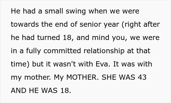 Text excerpt describing a groom cheating with his bride's mother, highlighting betrayal before the wedding. Text excerpt describing a groom cheating with his bride's mother, highlighting betrayal before the wedding.
