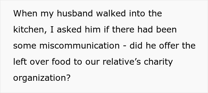 Text on image showing conversation about Thanksgiving host shocked by family clearing leftovers and empty fridge after event.