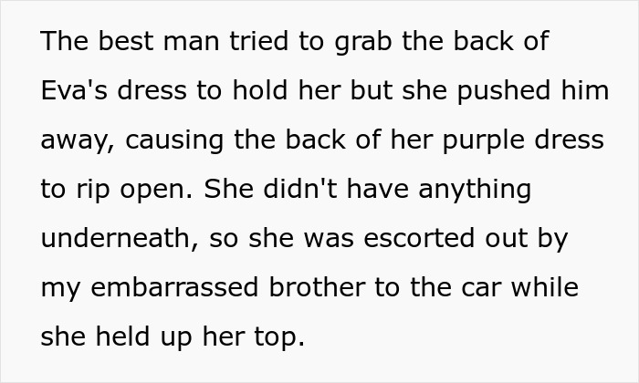 Bride reacts after learning groom cheated with her mom, walking out of wedding wearing ripped purple dress.