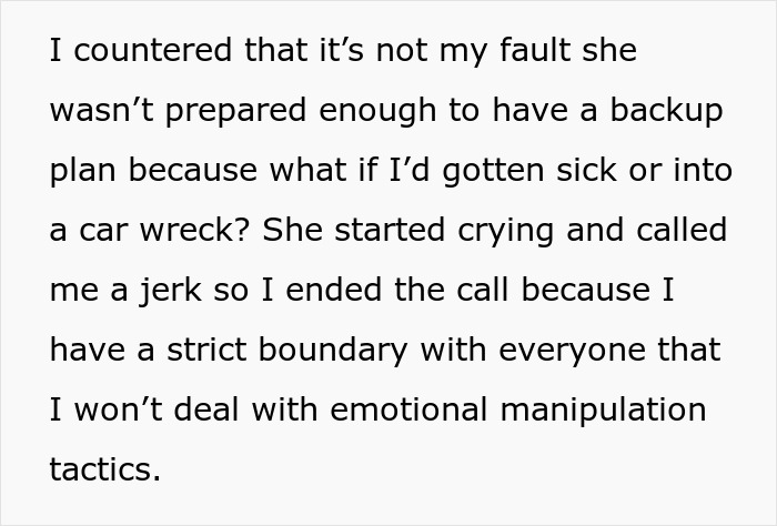 Text discussing setting boundaries while babysitting sister’s kids who play hockey and handling emotional manipulation. Text discussing setting boundaries while babysitting sister’s kids who play hockey and handling emotional manipulation.