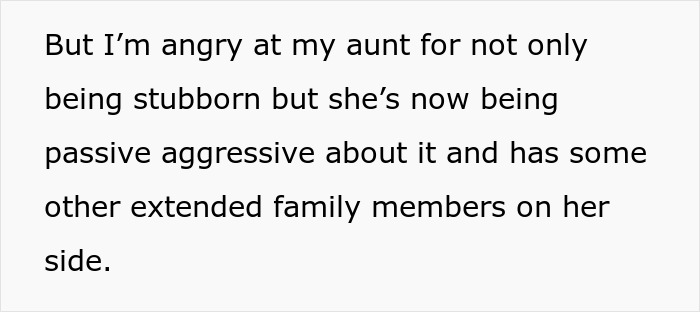 Text about family conflict expressing anger at aunt’s stubbornness and passive-aggressive behavior, no vegan options Christmas Eve dinner. Text about family conflict expressing anger at aunt’s stubbornness and passive-aggressive behavior, no vegan options Christmas Eve dinner.
