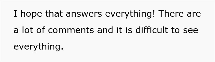 Text image with a statement about addressing comments and difficulties in seeing everything clearly. Text image with a statement about addressing comments and difficulties in seeing everything clearly.