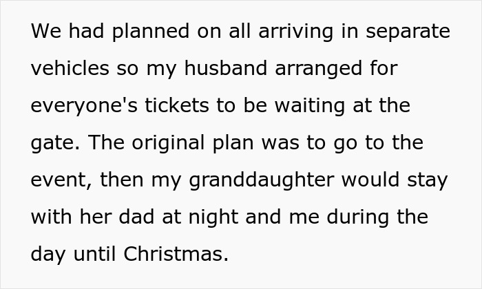Text excerpt describing holiday plans and family arrangements involving a granddaughter, highlighting a grandma&rsquo;s savage holiday clapback.