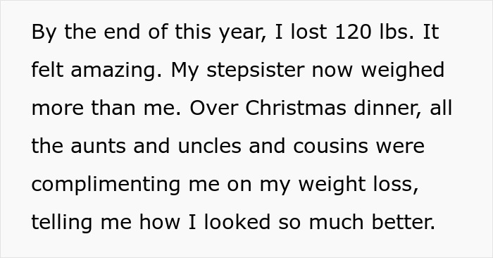 Text excerpt about a guy’s weight loss journey and family complimenting his progress during Christmas dinner. Text excerpt about a guy’s weight loss journey and family complimenting his progress during Christmas dinner.