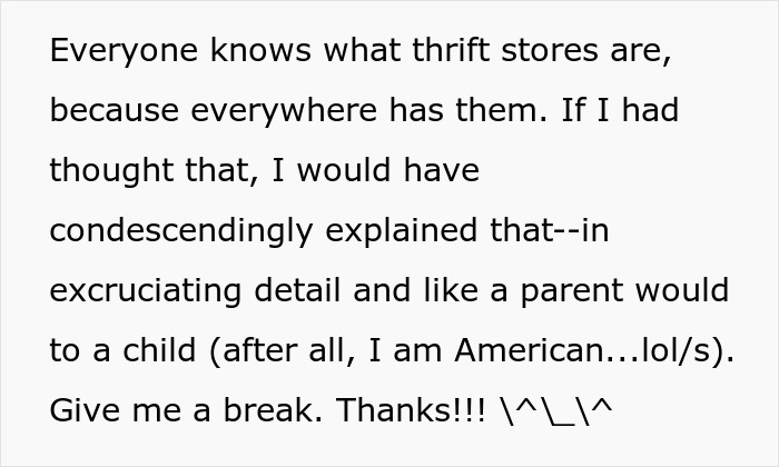 Older man at Goodwill store criticizes younger generations while woman quickly shuts him down during conversation. Older man at Goodwill store criticizes younger generations while woman quickly shuts him down during conversation.