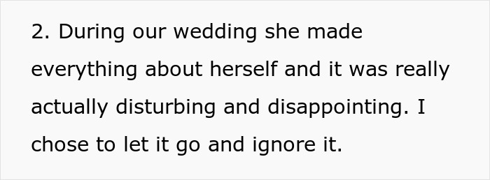 Text excerpt about wedding issues highlighting husband not standing up to his mother in a troubled marriage situation.
