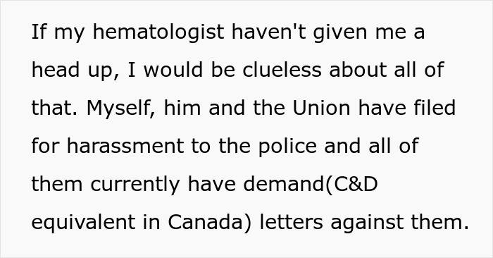 Text excerpt about harassment filed with police after telling family no funeral, highlighting hometown phone messages. Text excerpt about harassment filed with police after telling family no funeral, highlighting hometown phone messages.