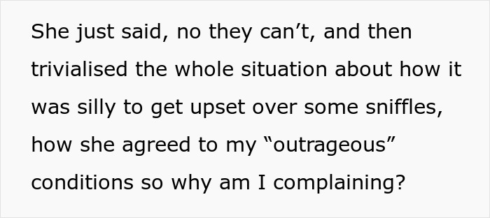 Text excerpt from a family discussion highlighting conflict about childcare and moving out challenges at age 23. Text excerpt from a family discussion highlighting conflict about childcare and moving out challenges at age 23.