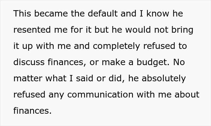 Text excerpt about a woman getting a reality check after regretting her divorce and communication issues about finances. Text excerpt about a woman getting a reality check after regretting her divorce and communication issues about finances.
