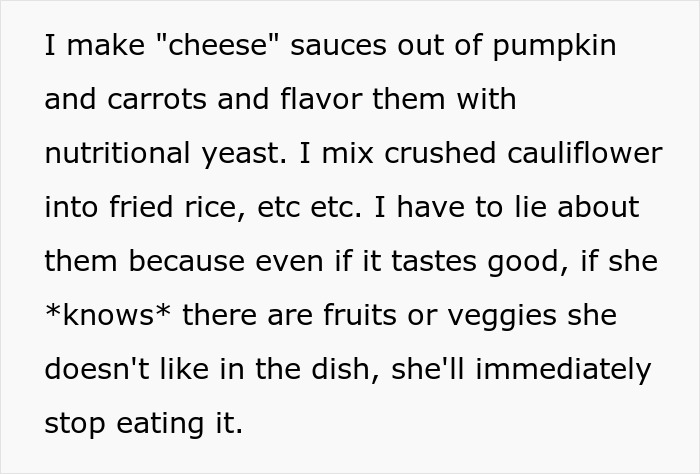 Alt text: Woman sneaks vegetables into meals to protect teen’s health while managing mom guilt over lying. Alt text: Woman sneaks vegetables into meals to protect teen’s health while managing mom guilt over lying.