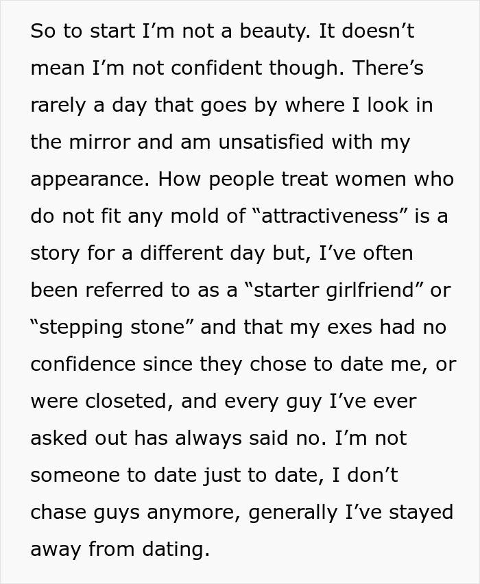Text revealing a woman’s feelings about her appearance and confidence after finding secret texts of fiancé complaining about her appearance. Text revealing a woman’s feelings about her appearance and confidence after finding secret texts of fiancé complaining about her appearance.