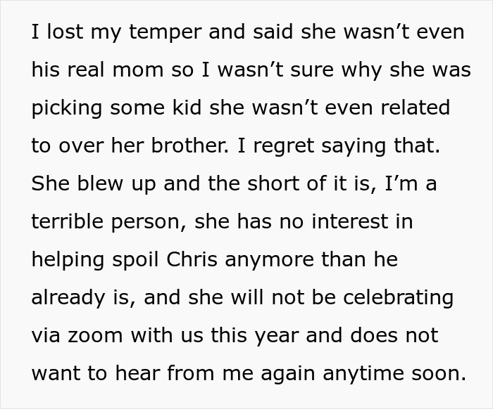 Text screenshot discussing a dad demanding the family skip Hanukkah gifts due to his son's tantrum and spoiling.